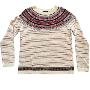 Talbots Nordic Fair Isle Crewneck‎ Nylon Lamb's Wool Sweater M Women’s